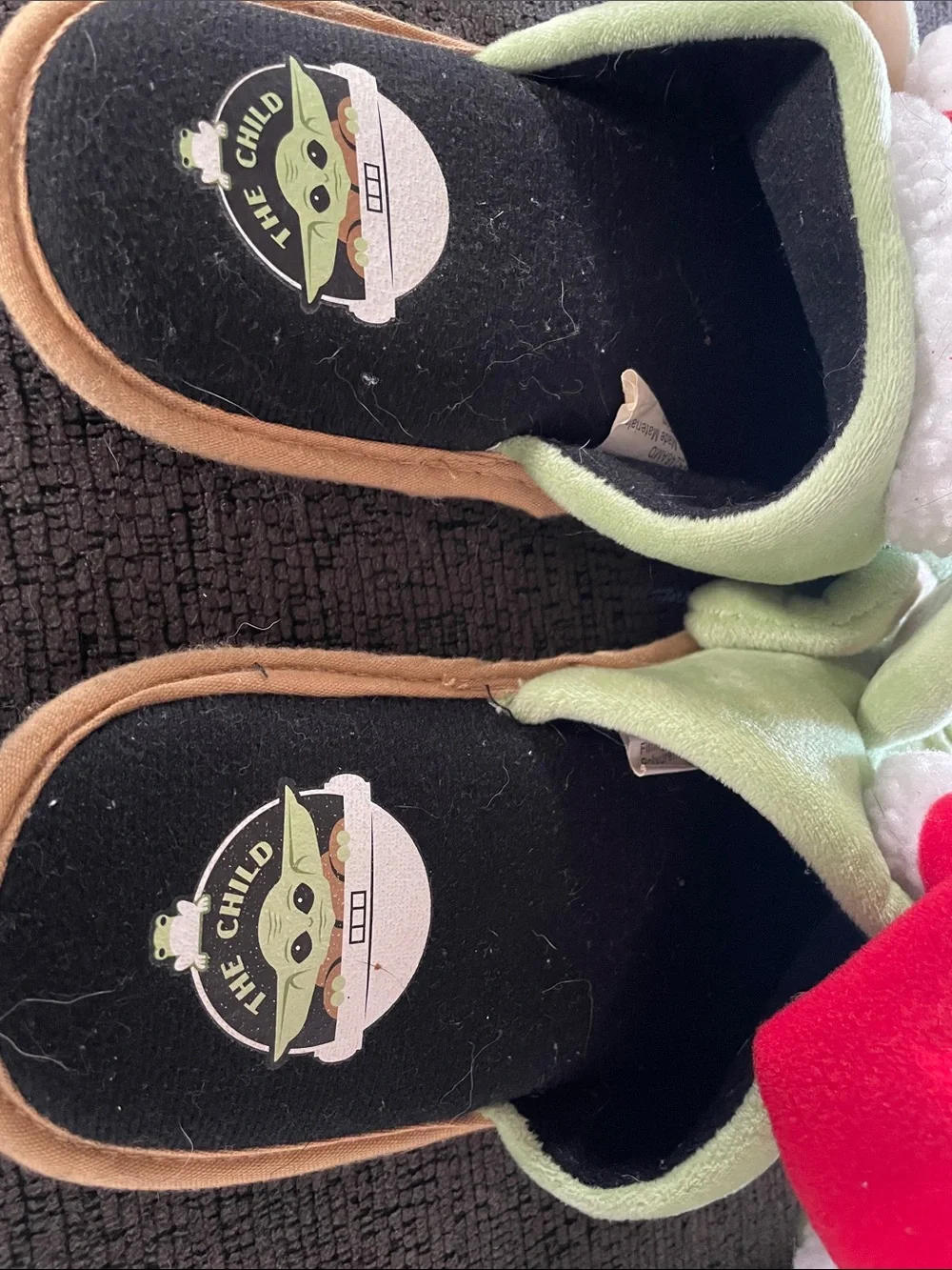 Holiday Green Plush Kids Slippers